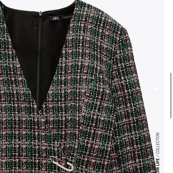 Zara Tweed Long Sleeve Blazer Dress size Medium Bloggers favorite - Picture 5 of 9